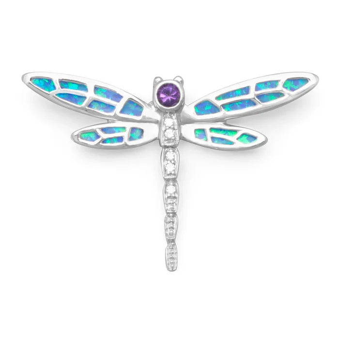 Opal, Amethyst and White Topaz Dragonfly Slide