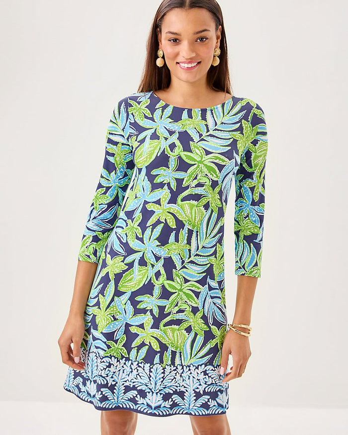 Ophelia Three Quarter Sleeve Dress - Sapphire Pool Tropical Tango