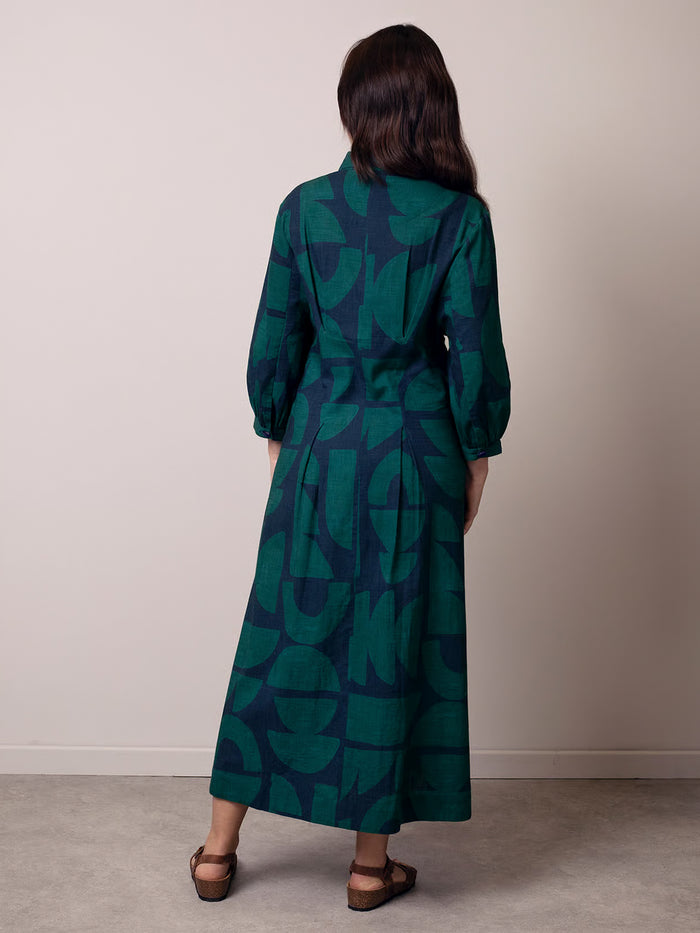 Organic Cotton Blend Pleat Detail Shirt Dress