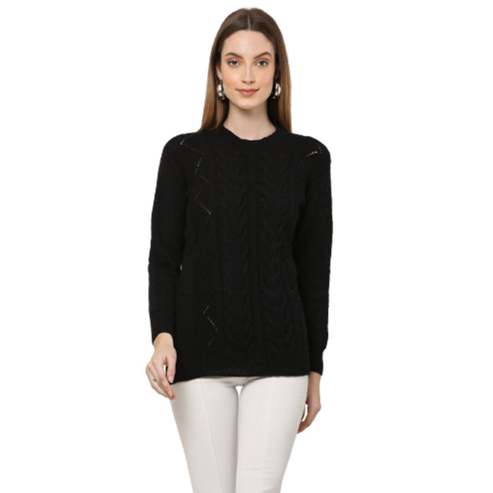 Organic Wool   |  Pullover  with 2 Pockets |  Black