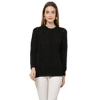 Organic Wool   |  Pullover  with 2 Pockets |  Black