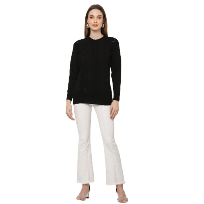 Organic Wool   |  Pullover  with 2 Pockets |  Black