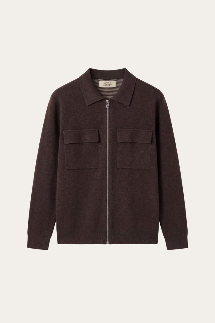 Orvello Dual-Zip Wool Cardigan Brown