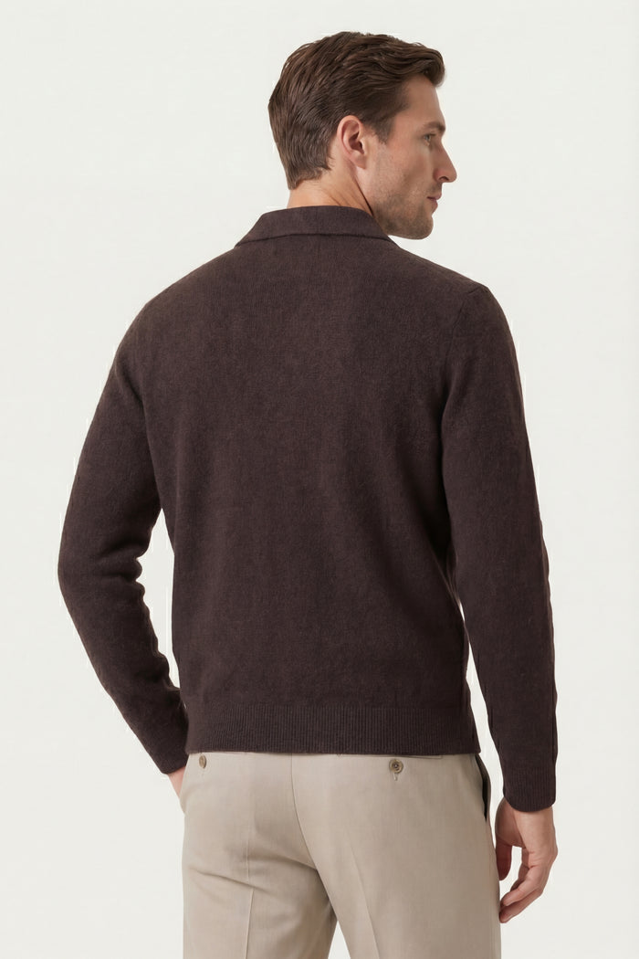 Orvello Dual-Zip Wool Cardigan Brown