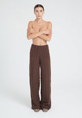 ZAYA 6 Pantalon à maille torsadée en cachemire 6 fils marron