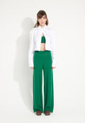 AVA 15 Pantalon en cachemire déjaugé à finitions ciselées vert émeraude