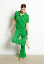RIA 14 Pantalon coupe évasé en côte traditionnelle en cachemire vert pomme