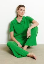 RIA 14 Pantalon coupe évasé en côte traditionnelle en cachemire vert pomme