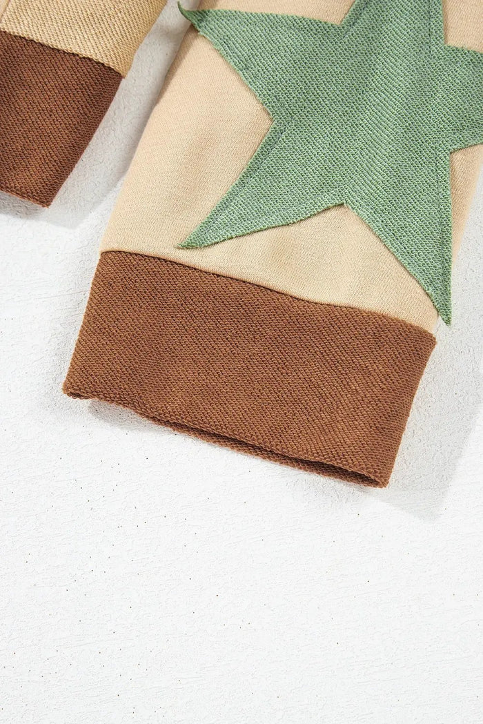 Shop Parchment Star Patchwork Exposed Seam Oversized Sweatshirt at eAura
