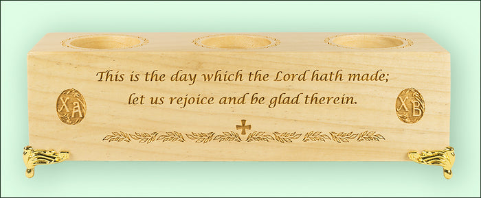 Pascha Wooden Laser Engraved Triple Tealight Holder