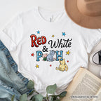 Patriotic 4th of July Red White & Proud T-Shirt, 1926 A.A. Milne Cute Winnie-the-Pooh USA Tee T-Shirts OrnamentallyYou White XS