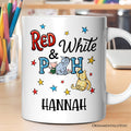 Patriotic 4th of July Winnie-the-Pooh Personalized Mug, 1926 A.A. Milne Red White & Proud Gift with Custom Name Personalized Ceramic Mug OrnamentallyYou White Customized