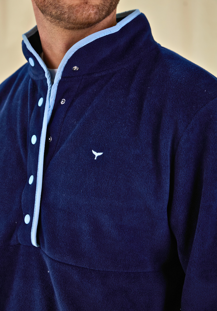 Pembroke Men's Pullover Fleece - Navy & Light Blue