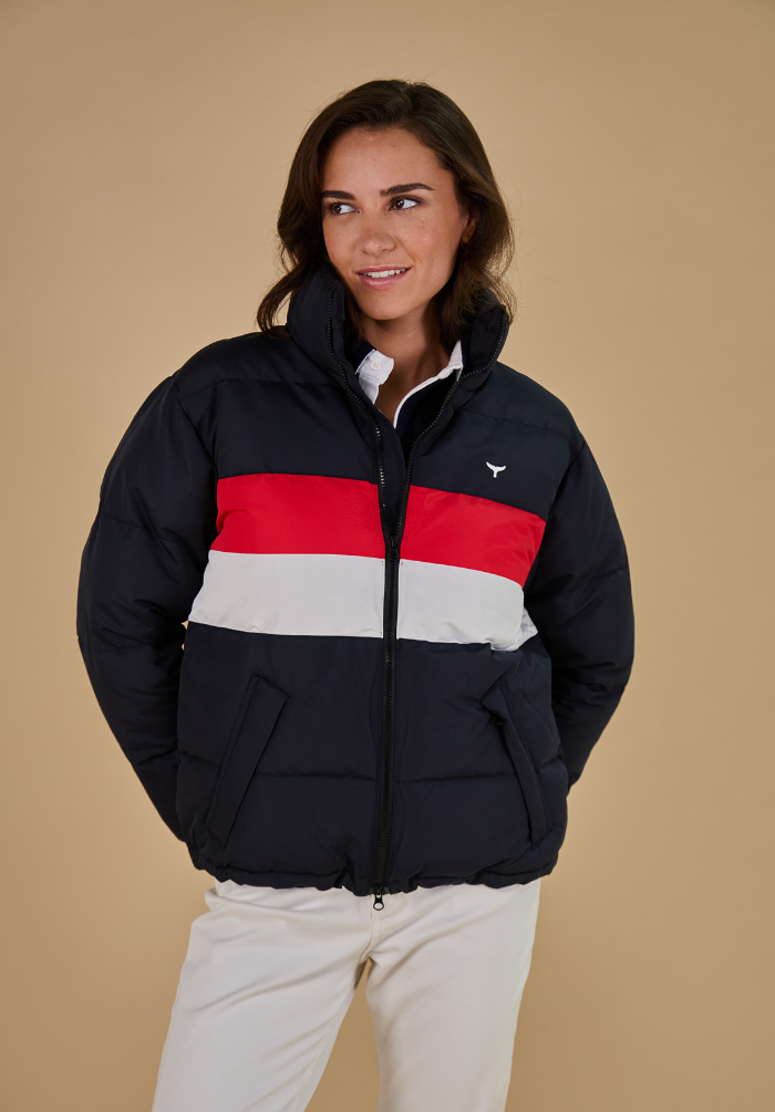 Penzance Women's Puffer Jacket - Navy - Whale Of A Time Clothing