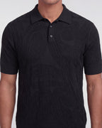 PETERSON BLACK MENS JACQUARD LINEN COTTON POLO