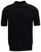 PETERSON BLACK MENS JACQUARD LINEN COTTON POLO