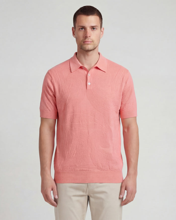 PETERSON CORAL MENS JACQUARD LINEN COTTON POLO