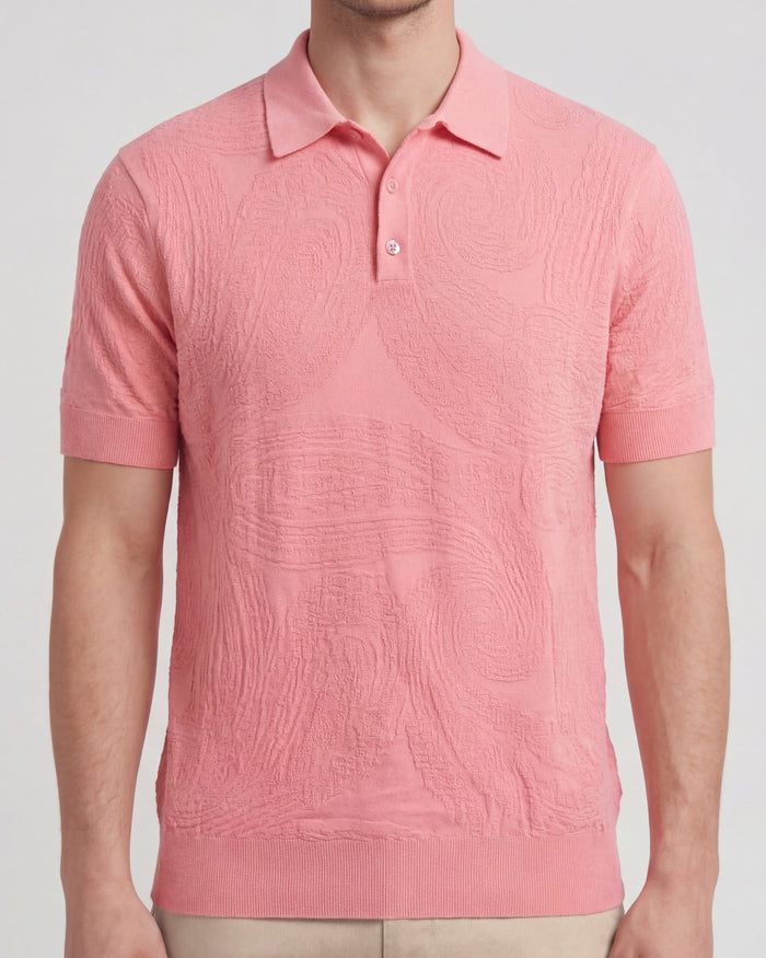 PETERSON CORAL MENS JACQUARD LINEN COTTON POLO