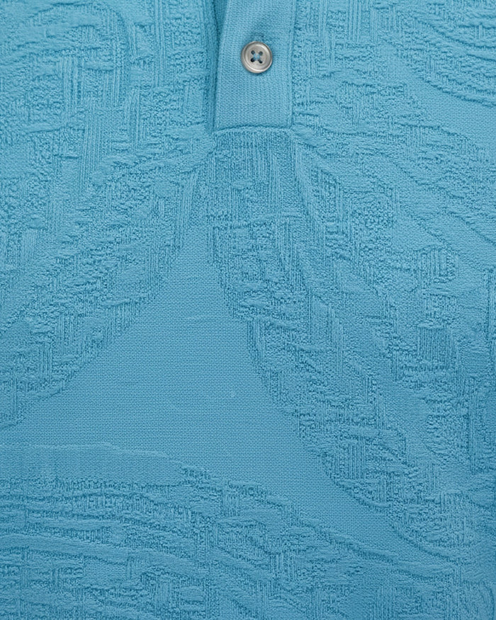 PETERSON TEAL MENS JACQUARD LINEN COTTON POLO