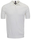 PETERSON WHITE MENS JACQUARD LINEN COTTON POLO