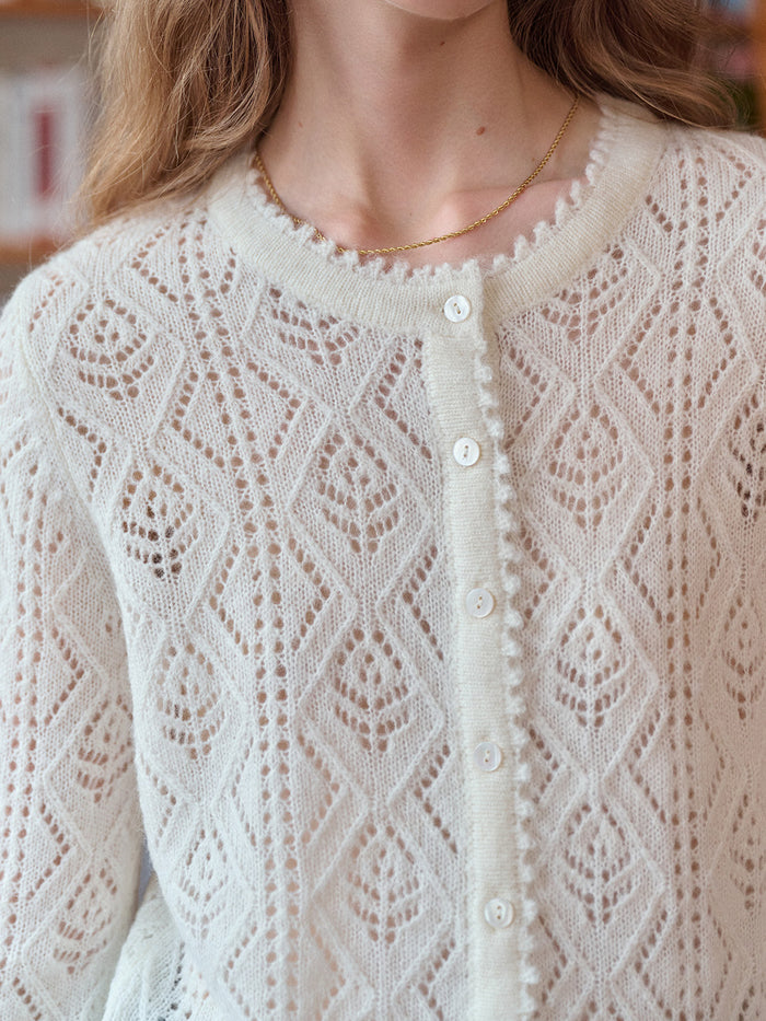 Phoenix V-Neck Hollow Knit Cardigan