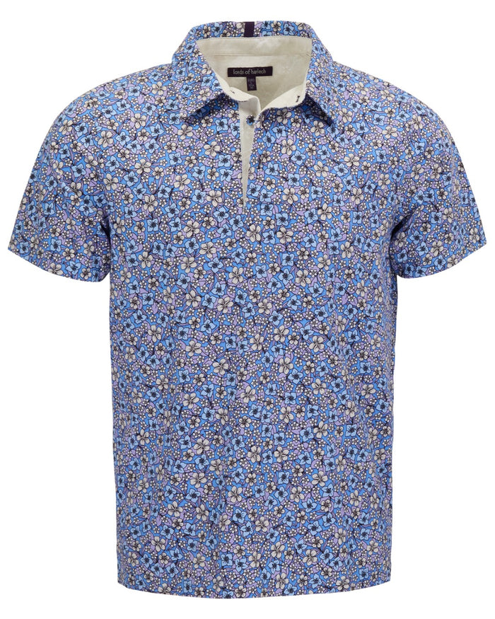 PIETRO FLORAL FIELD BLUE MENS KNIT POLO
