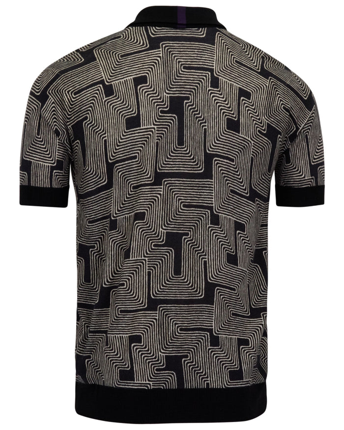 PILGRIM INTER TWINE BLACK MENS MERINO SILK CASHMERE POLO