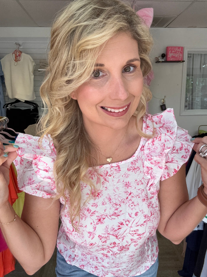 Pink Floral Bow Blouse
