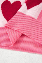 Pink Love Heart Checkered Valentine Crew Neck Sweater - Sweaters & Cardigans/Sweaters