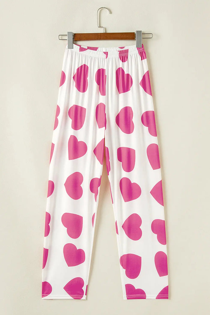 Pink Ruffled Tank Top And Heart Print Trousers Pyjamas - Loungewear & Sleepwear/Sleepwear