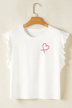 Pink Ruffled Tank Top And Heart Print Trousers Pyjamas - Loungewear & Sleepwear/Sleepwear
