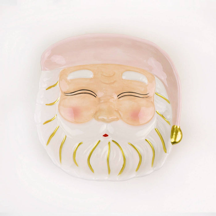 Pink Santa Dessert Plate - Pine & Moss