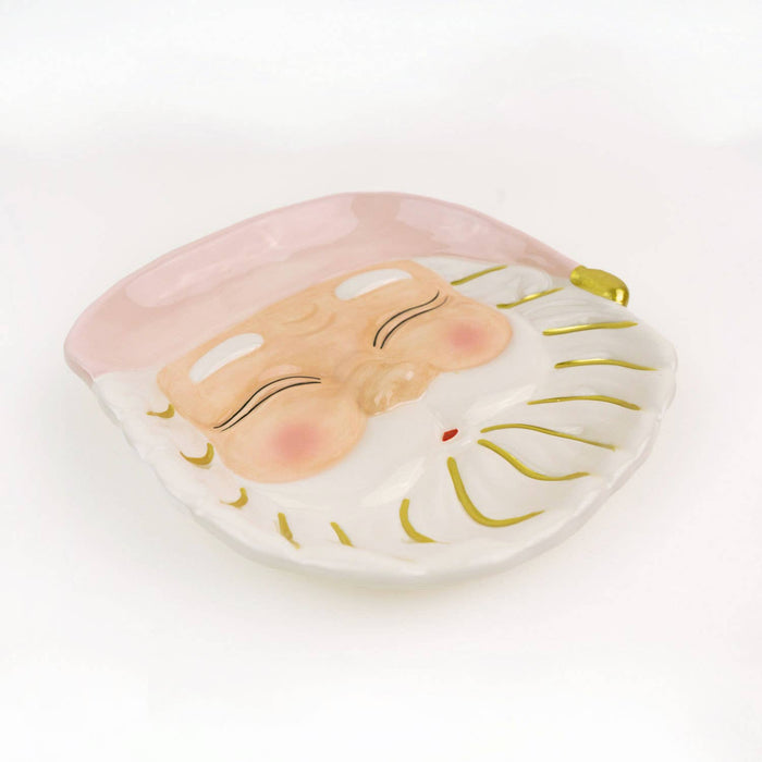 Pink Santa Dessert Plate - Pine & Moss