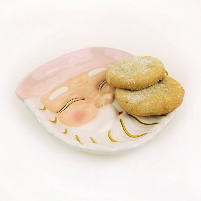 Pink Santa Dessert Plate - Pine & Moss