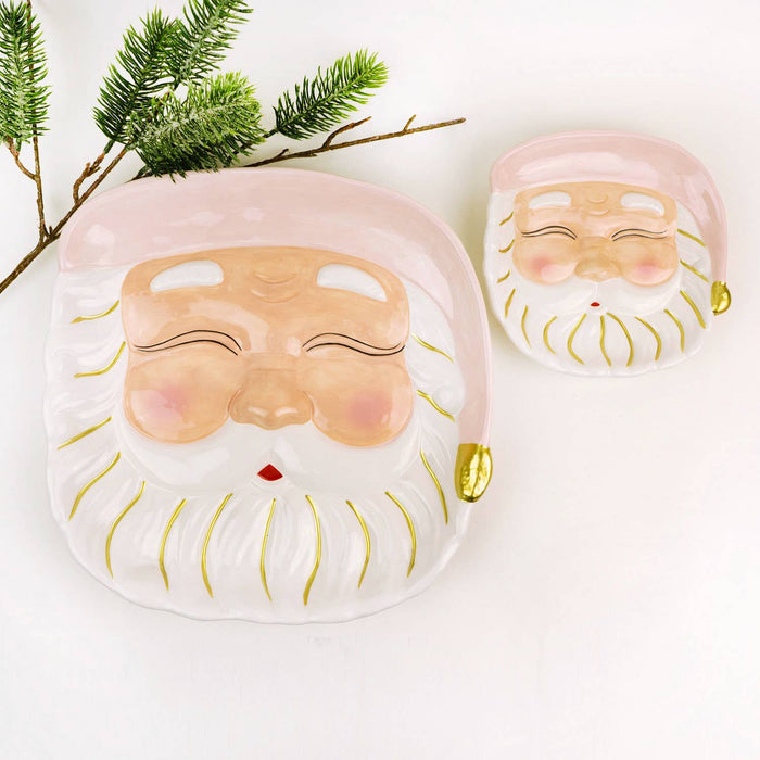 Pink Santa Dessert Plate - Pine & Moss