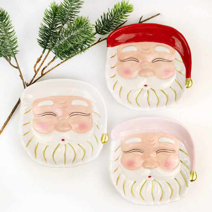 Pink Santa Dessert Plate - Pine & Moss