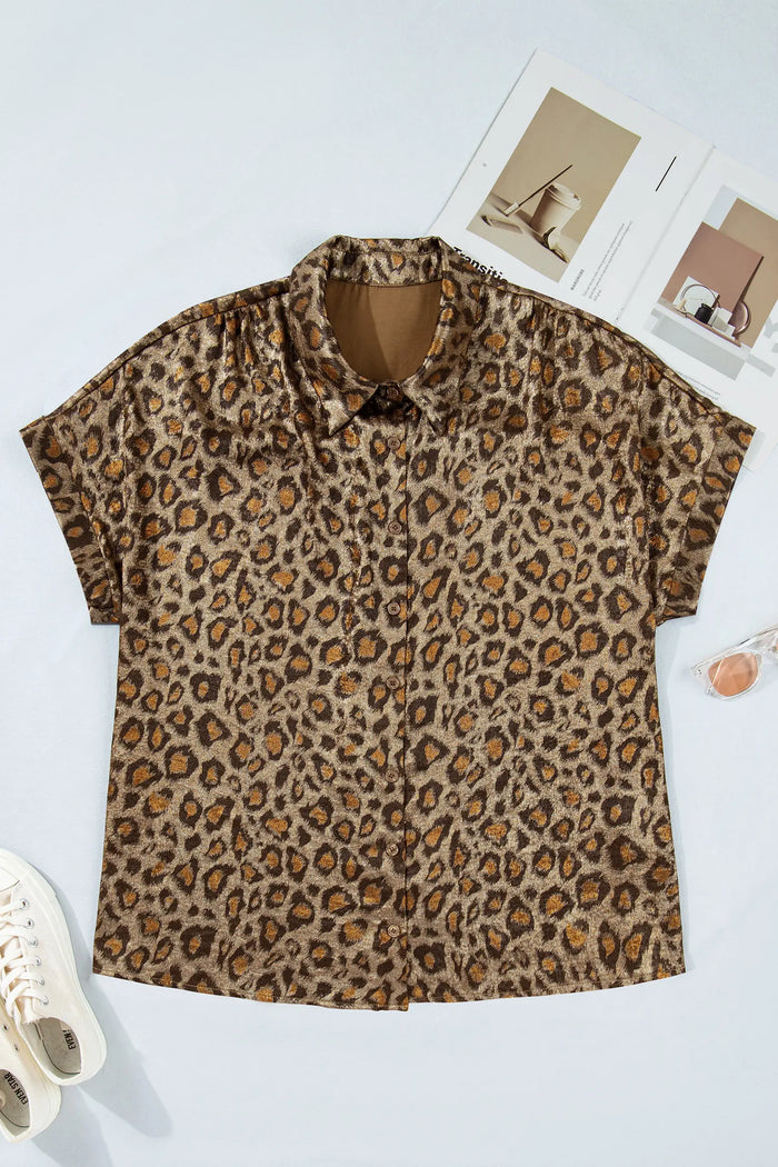 Plus Size Leopard Print Dolman Shirt – Gold