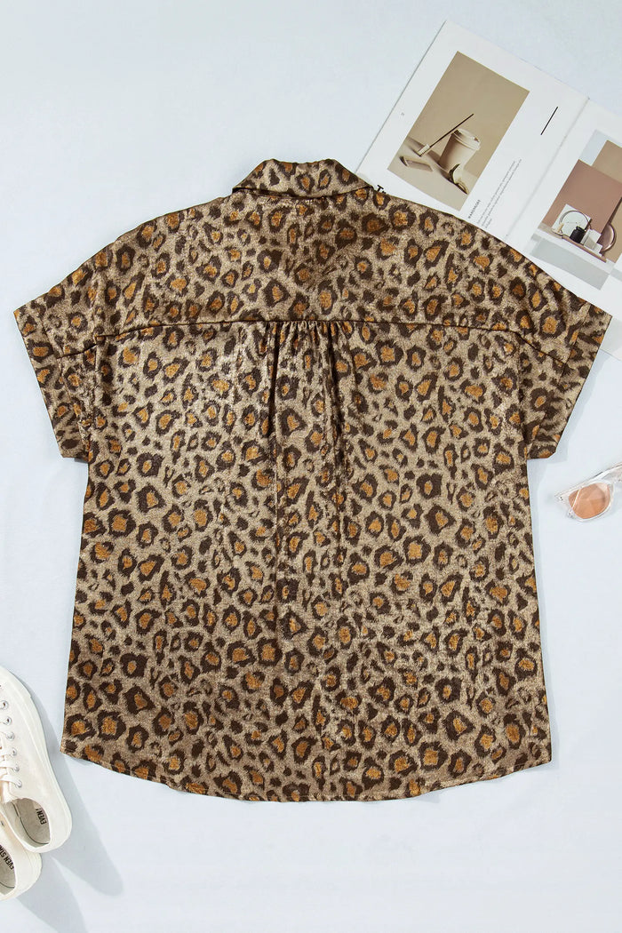 Plus Size Leopard Print Dolman Shirt – Gold