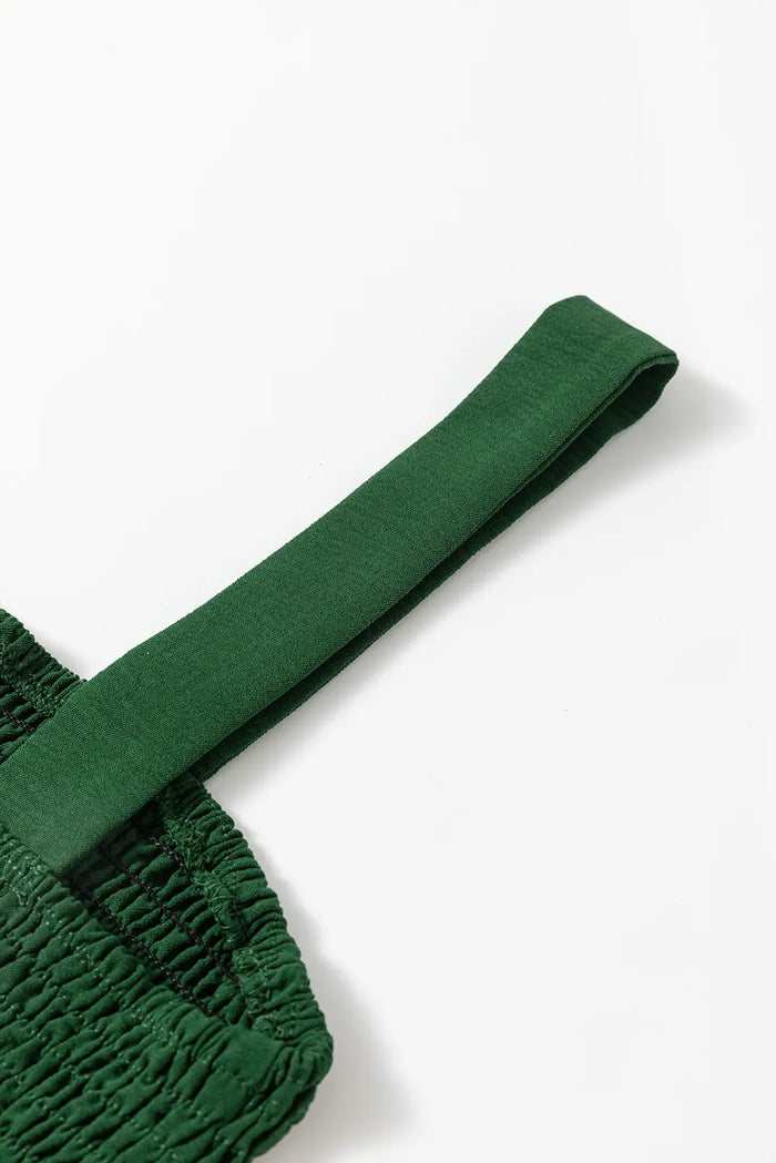 Pocketed Smocked Sleeveless Romper – Green & Ginger