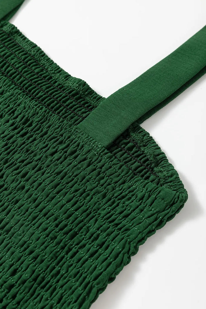 Pocketed Smocked Sleeveless Romper – Green & Ginger