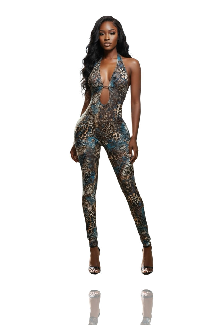 Point Of No Return - Spaghetti Strap Multi Print Back Cut Out Jumpsuit