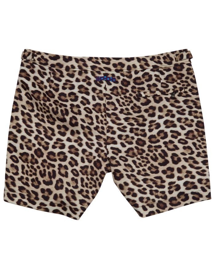 POOL LEOPARD BROWN MENS TAILORED SWIM SHORT
