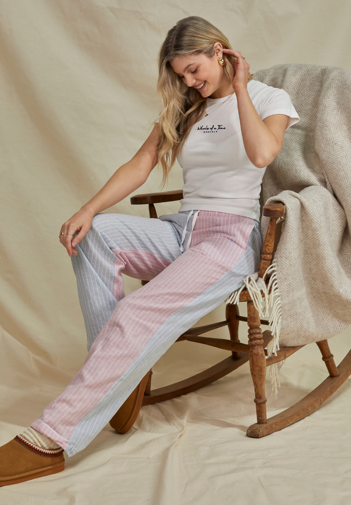 Portland Women's Pyjama Bottoms - Blue/Pink Stripe - Whale Of A Time Clothing