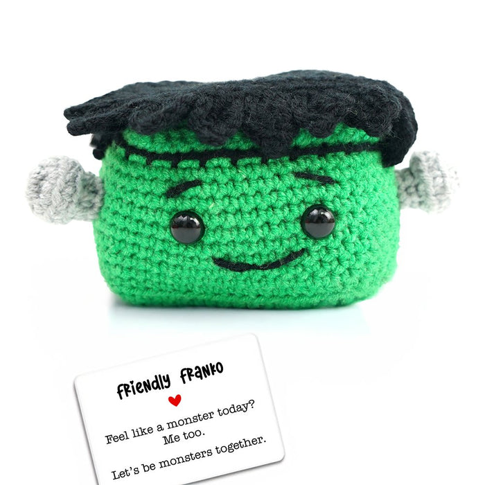 Positivity Frankenstein Crochet Support Doll, Halloween Encouragement Gift for Children and Adults Crochet Toys OrnamentallyYou