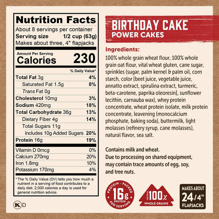 Kodiak Power Cakes Birthday Cake - 18 oz imagen 2 #sabor_Birthday Cake - 18 oz