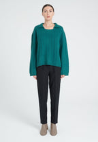 ZAYA 17 Pull col claudine en cachemire 6 fils vert foncé