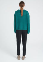 ZAYA 17 Pull col claudine en cachemire 6 fils vert foncé