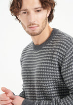 ZACH 3 Pull col rond en cachemire à motif jacquard 4 fils bi couleur