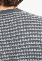 ZACH 3 Pull col rond en cachemire à motif jacquard 4 fils bi couleur