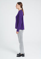 ZAYA 7 Pull col rond à manches raglans en cachemire 6 fils violet